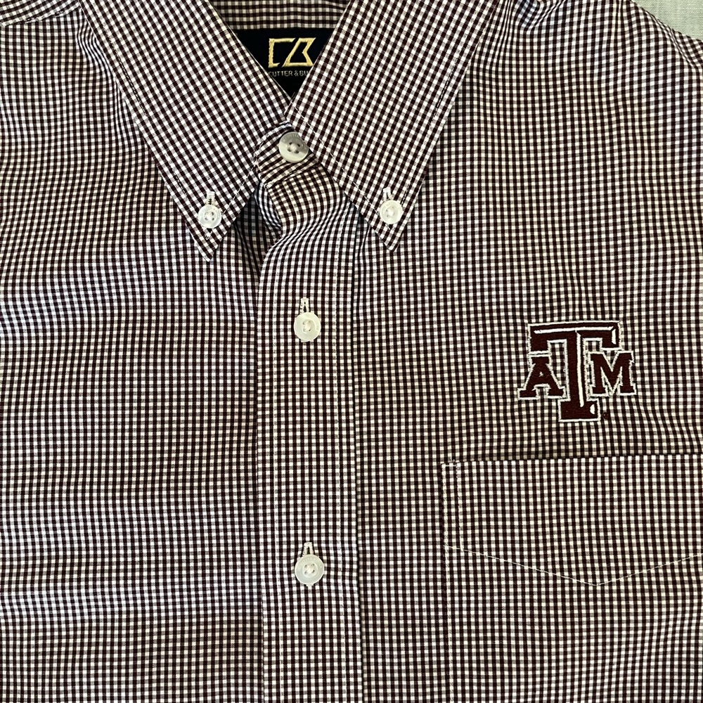 Cutter & Buck Men's Texas A&M Checkered Shirt - Black and White